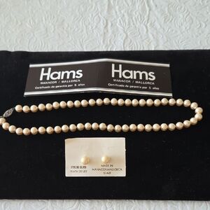 Mallorca Pearl Necklace and Earrings Set Sterling Silver